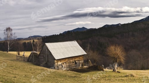 Preview: Mountain Landscape With Houses And Trees