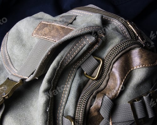 Preview: Closeup Of A Small Shoulder Bag Messenger Burlap Fabric