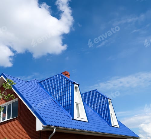 Preview: Roof With Blue Tile Windows, Sky