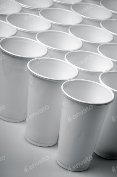 Preview: Large Group Of White Disposable Plastic Cups