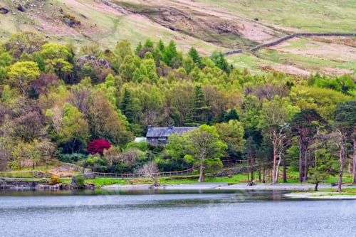 Preview: Idyllic View On A Beautiful And Peaceful Rural House On And English Countryside In Lake District By