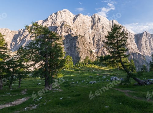 Preview: Beautiful Landscape On The Way From Mountain Pass Vrsic To Slemenova Spica With Mount Jalovec