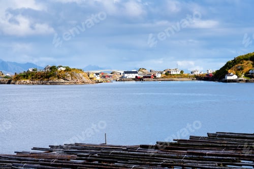 Preview: A Typical Lofoten Bay View. Scene On A Lovely Idyllic Day With. Lofoten Islands Are Popular Tourist