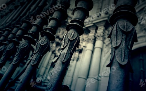 Preview: Old Medieval Decorated Protection Bars, Detail Of Old Door In A Church