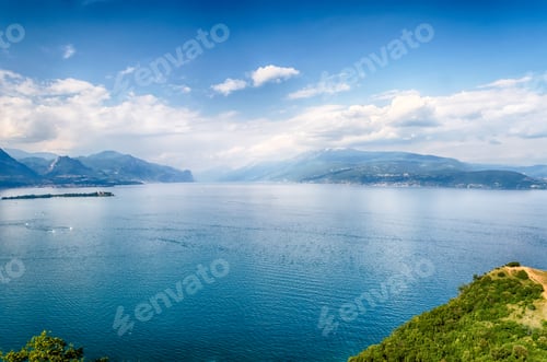 Preview: Panoramic Aerial View From The Manerba Rock On Lake Garda, Italy