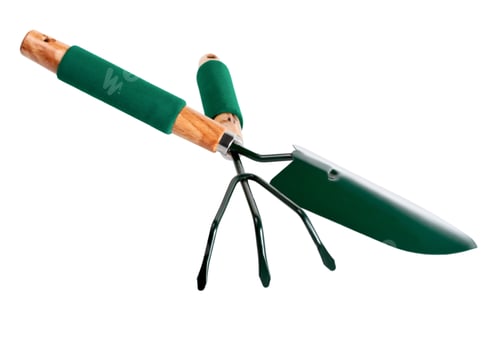 Preview: Shovel, Rake Garden Tools Over White Background.