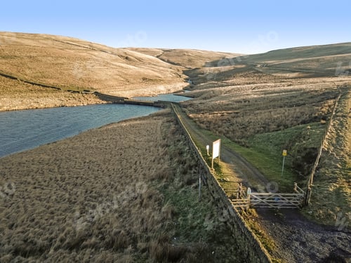 Preview: Aerial View Of Dowry Reservoir, Oldham, Manchester, Uk