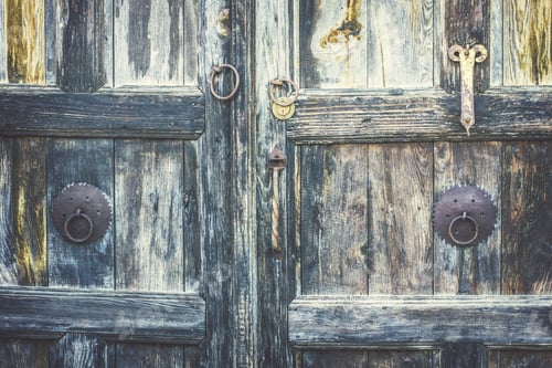 Preview: Old Traditional Wooden House Door At Old Town Berat, Unesco World Heritage Site, Albania