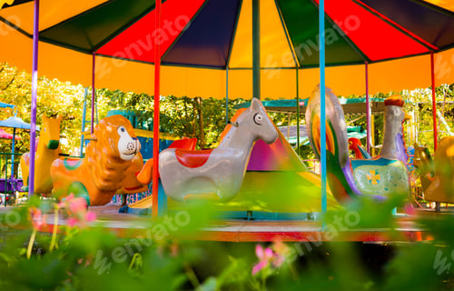 Preview: Children'S Carousel In The Autumn Morning Park