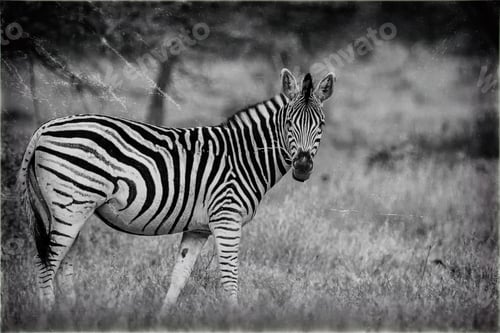 Preview: Vintage Style Image Of A Zebra In The Hwange National Park, Zimbabwe