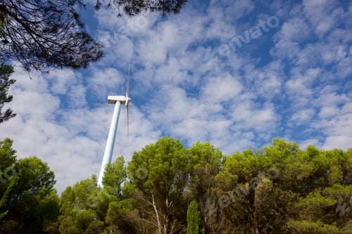 Preview: Wind Turbine For Electric Power Production, Zaragoza Province, Aragon In Spain.