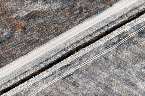 Preview: Aerial View Over The Rural Fields In Winter Time