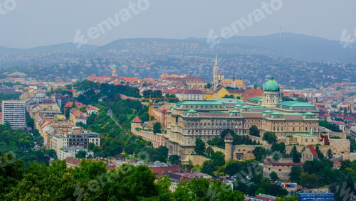 Preview: View Over Buda Castle Complex Situated Next To The Majestic Danube River Taken From Gellert Hegy