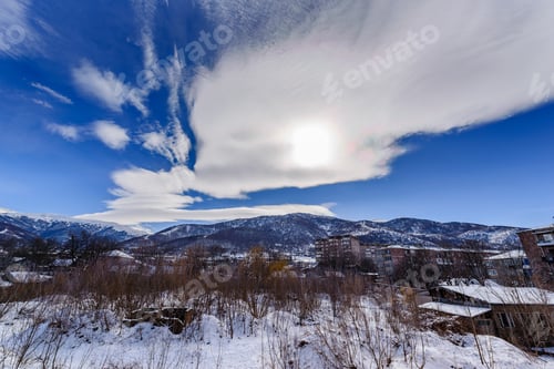 Preview: Mountain Landscape With Beautiful Cloudy Blue Sky, Pambak Range, Armenia