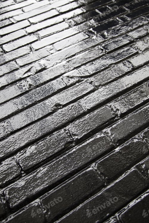 Preview: Shiny Black Floor, Black Ground Detail In The Bright City Background With Texture And Shine