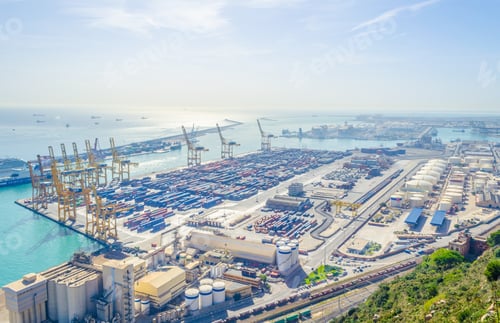 Preview: Aerial View Of The Industrial Part Of Port Of Barcelona, Spain