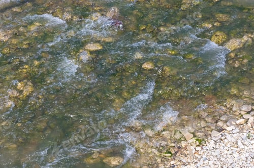 Preview: Sea Pebble Beach With Multicoloured Stones, Transparent Waves With Foam, On A Warm Summer Day