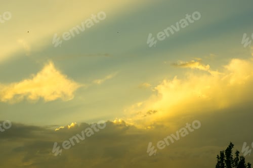Preview: Landscape With Dramatic Light - Beautiful Golden Sunset With Saturated Sky And Clouds.