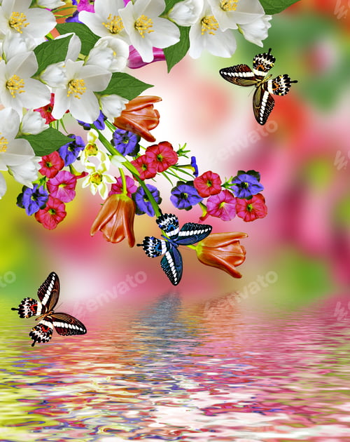 Preview: Flowers And Butterflies