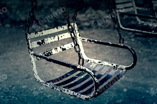 Preview: Old Abandoned And Rusted Swings, Children Game Detail