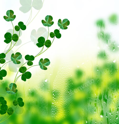 Preview: Green Clover Leaves On A Background Summer Landscape. St.Patrick 'S Day