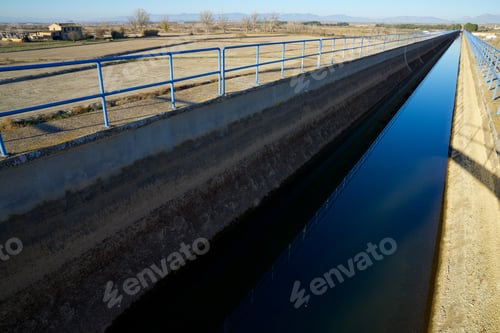 Preview: Concrete Irrigation Canal In Huesca Province, Aragon, Spain.