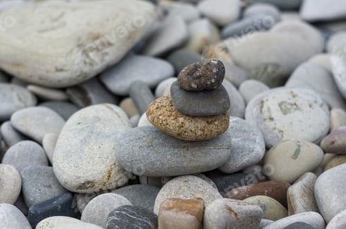 Preview: Stack Of Zen Stones On Pebble Beach