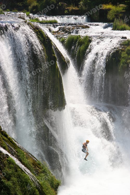 Preview: Jumping Down A High And Wild Cascading Waterfall