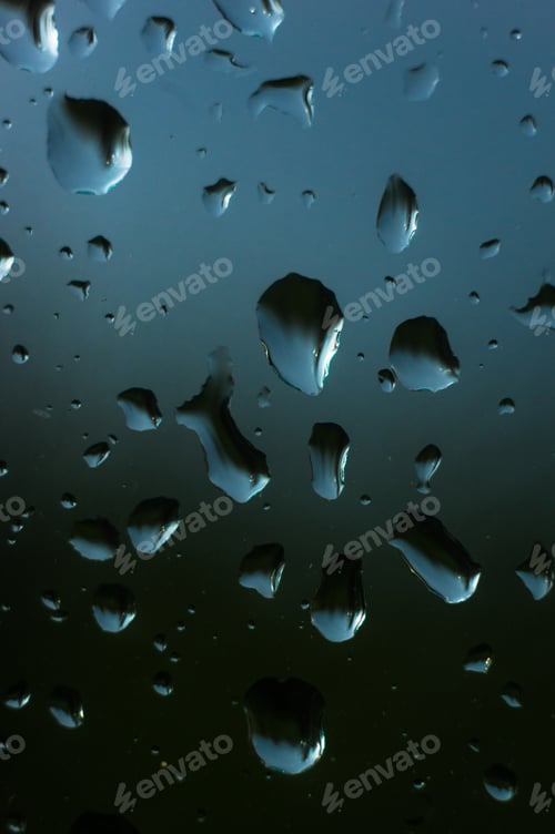 Preview: Raindrops On The Window Glass, Toned, Close Up