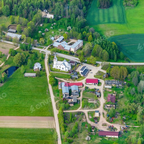 Preview: Aerial View Over The Small Town In Latvia