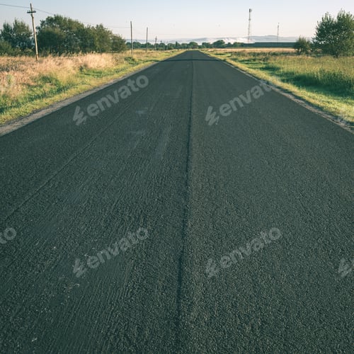 Preview: Winding Country Road With Clouds Above And Dry Tarmac - Instant Vintage Square Photo