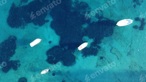 Preview: Aerial Drone Bird'S Eye View Photo Of Traditional Docked Fishing Boats In Chora Of Island Of