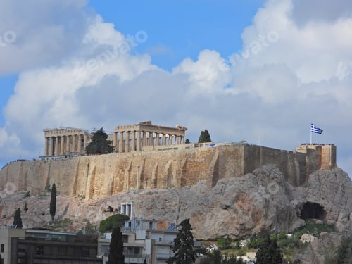 Preview: Extreme Zoom Of The Parthenon An Architectural Masterpiece In Archaeological Site Of Acropolis Hill