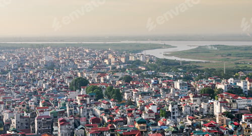 Preview: The Skyline Of Hanoi In The Capital City Of Vietnam In Asia Late In The Evening
