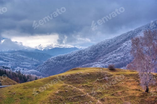 Preview: High Dynamic Range Landscape With Mountains In A Cloudy Day