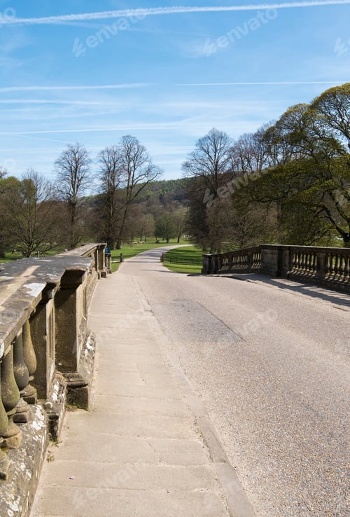 Preview: Country Road And Bridge In Derbyshire, Uk