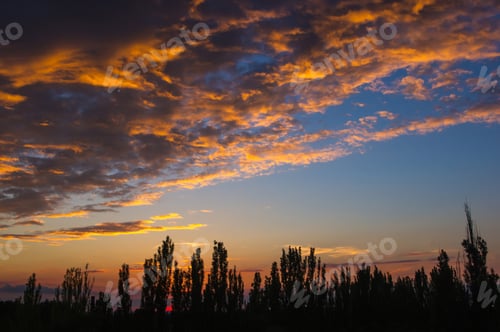 Preview: Landscape With Dramatic Light - Beautiful Golden Sunset With Saturated Sky And Clouds.