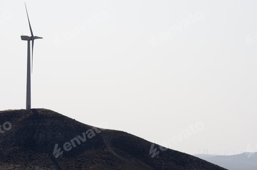 Preview: Silhouette Of A Group Of Windmills For Renewable Electric Energy Production, Fuendejalon, Zaragoza