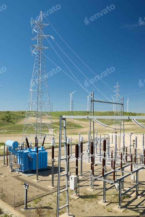 Preview: Electrical Substation View In Zaragoza Province, Aragon In Spain.