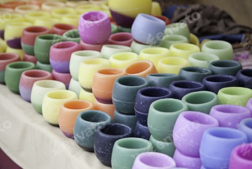 Preview: Colored Candles, Handmade Candles Detail In A Market In The City, Artisan Product