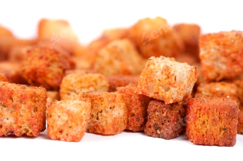 Preview: Close Up Of Delicious Croutons Isolated On White Background