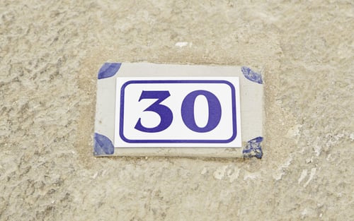Preview: Number Thirty On The Wall Of A House, Detail Of A Number Of Information, Even Number