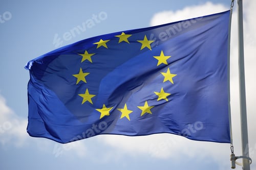Preview: Closeup Of The Flag Of The European Union Waving.