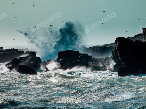 Preview: Waves Crashing Onto Rocks During A Storm In The Strait F Gibraltar