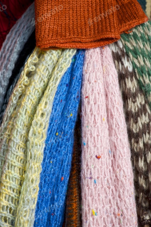Preview: Closeup Of A Group Of Wool Scarves
