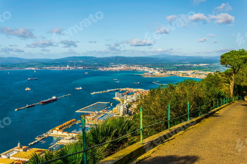 Preview: Aerial View Of Gibraltar Taken From The Top Of The Mountain.