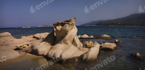 Preview: Landscape With Water,Boat And Land In The Background - Aegean Sea, Greece