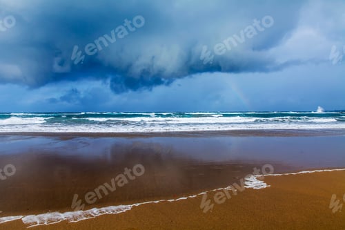 Preview: Surf Waves At The Coast Of The Atlantic Ocean In Cloudy Weather