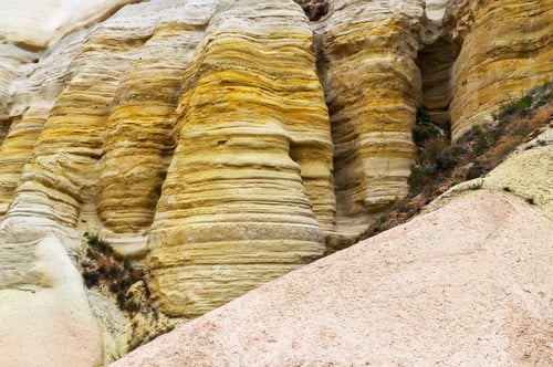 Preview: Love Valley Limestone Sandstone Of Cappadocia, Rocky Mountain Landscape Wall Of Stone Striped