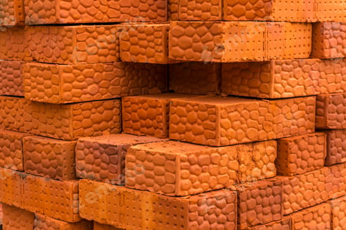 Preview: Background - Stack Of Textured Bricks Made Of Red Clay